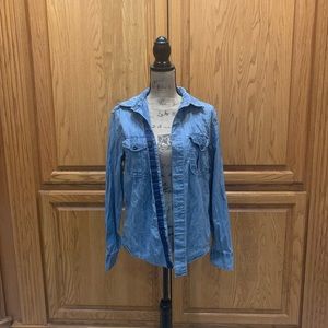 blue button up shirt
